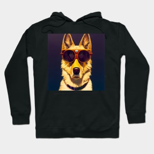 German Shepher wearing aviator glasses Hoodie